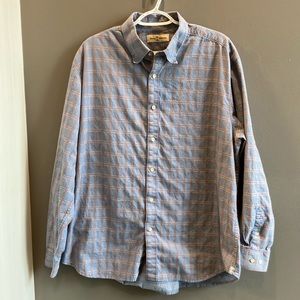 Tommy Bahama Men’s Blue Checkered Long Sleeve Casual Button Up Size Large